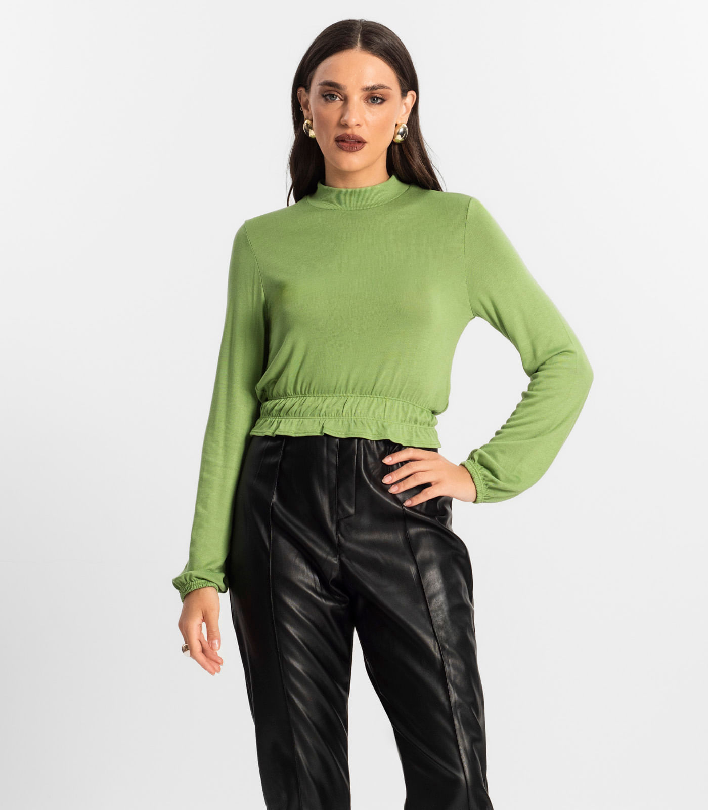 Blusa Feminina Tricot Manga Longa Endless Verde