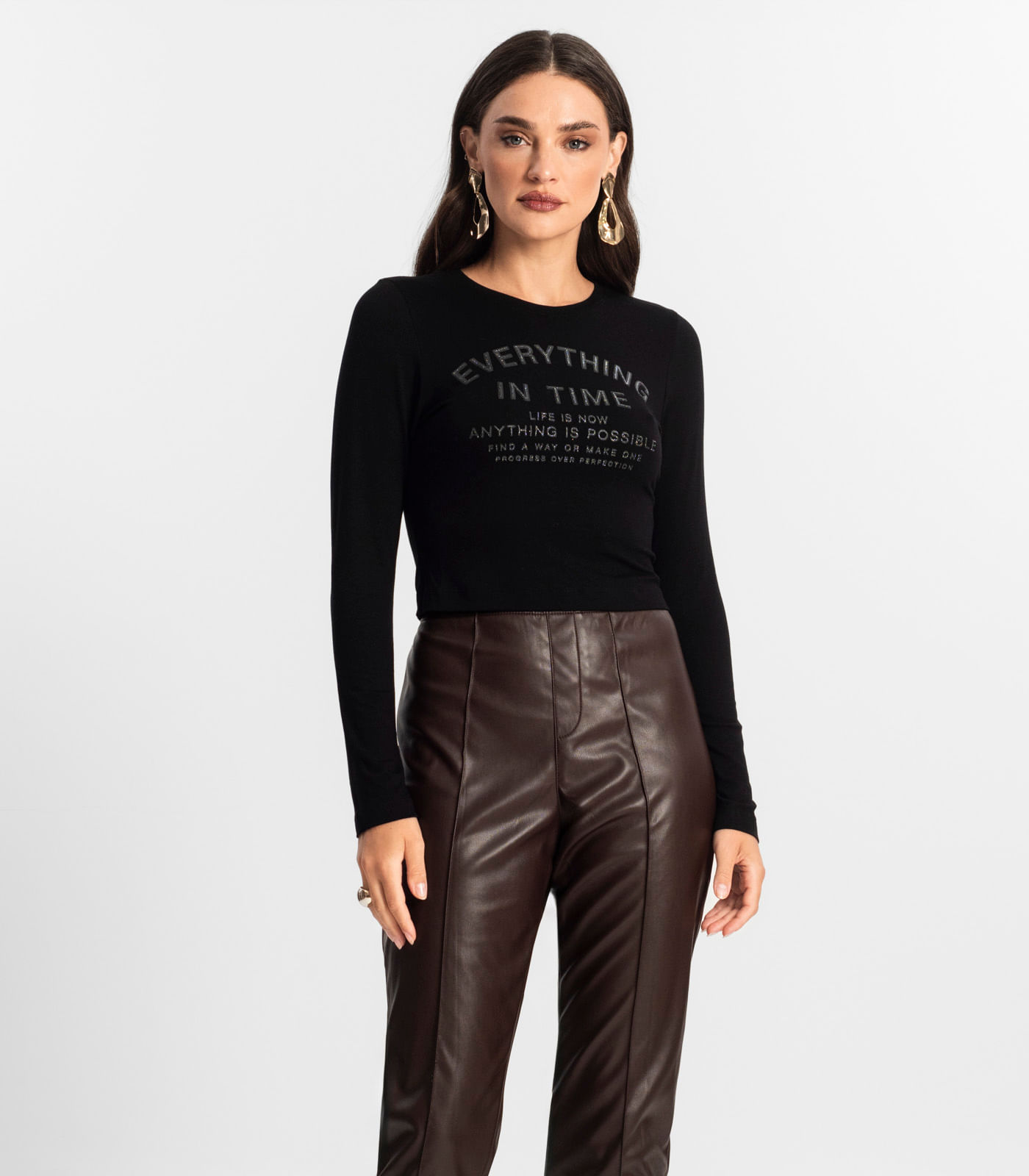 Blusa Feminino Manga Longa Endless Preto