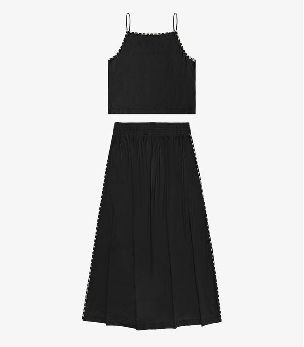 Conjunto Feminino Blusa Com Saia Midi Endless Preto P