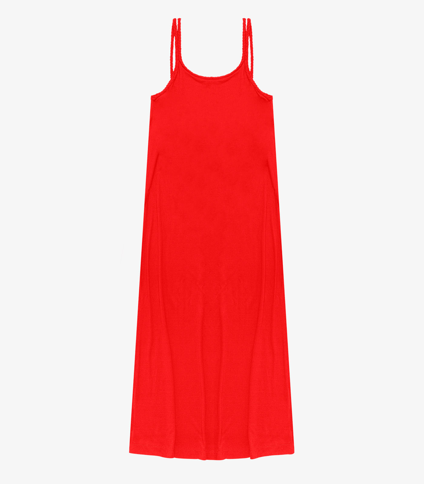 Vestido Midi de Alça em Visco Maquinetada Endless Laranja