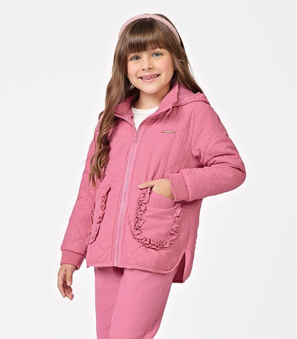 Jaqueta Puffer com Capuz Trick Nick Rosa 4