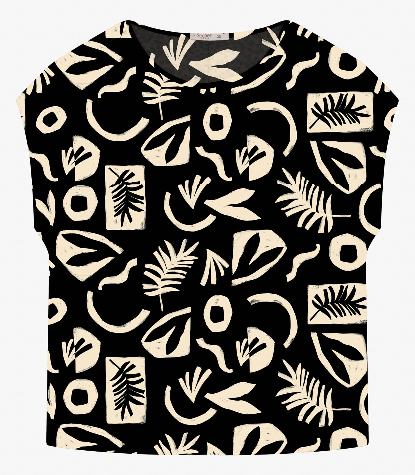Blusa Manga Curta Plus Size Secret Glam Preto
