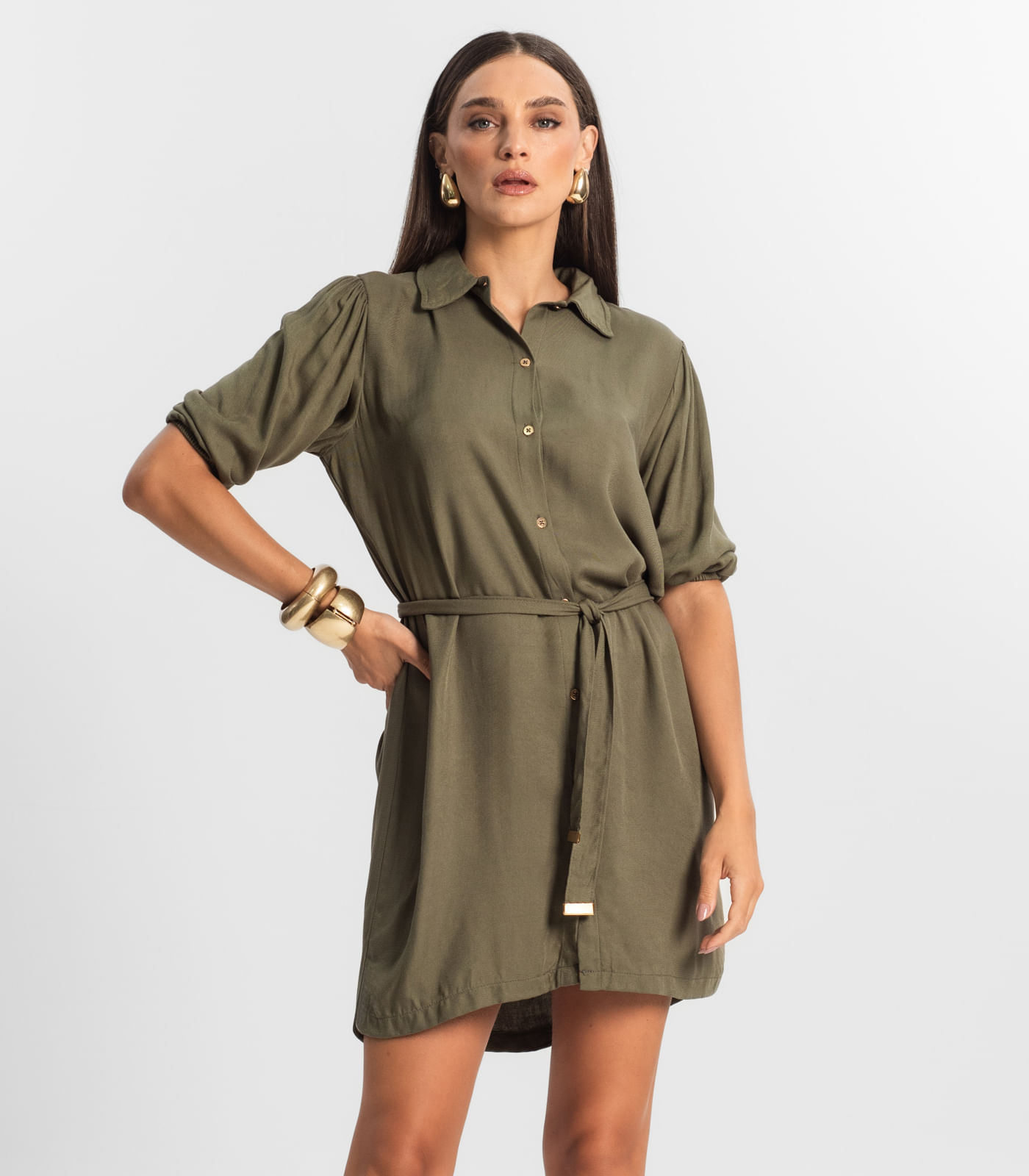 Vestido Feminino Chemise de Viscose Endless Verde - GG