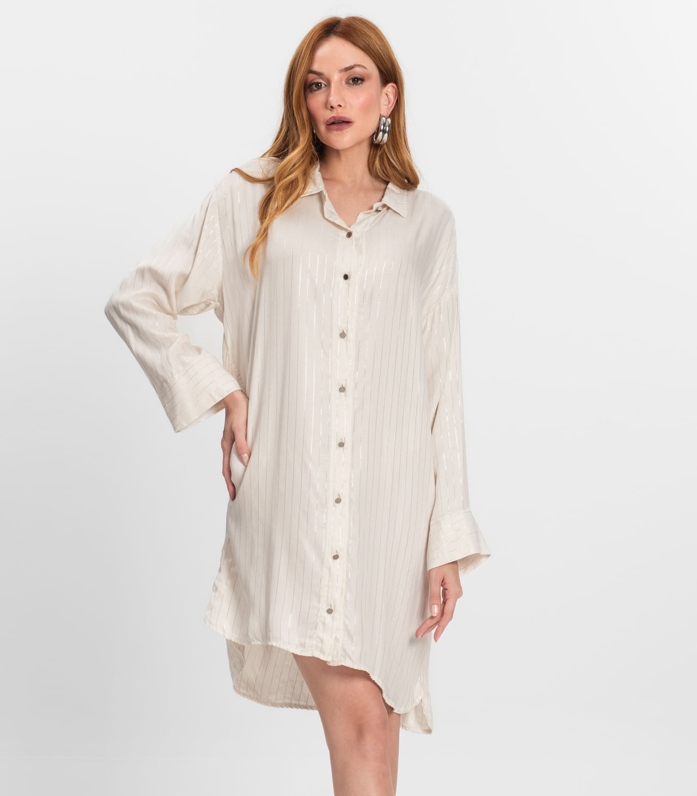Vestido Chemise Feminino Com Botões Endless Bege