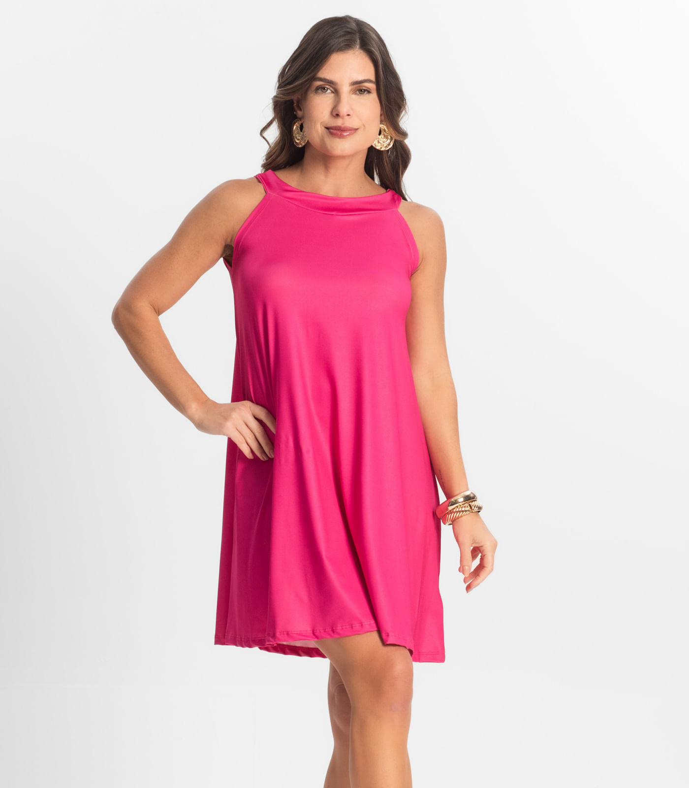 Vestido Feminino Curto Em Liganete Select Rosa