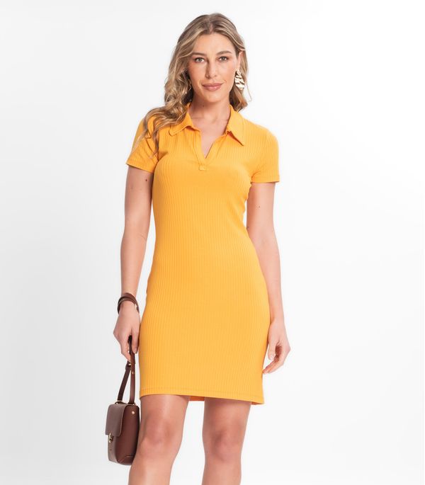 Vestido De Ribana Canelado Feminino Endless Amarelo M