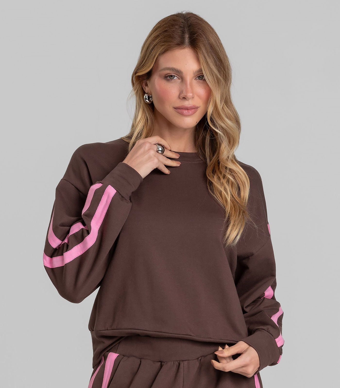 Moletom Feminino Em Molecotton Peluciado Dianna Marrom