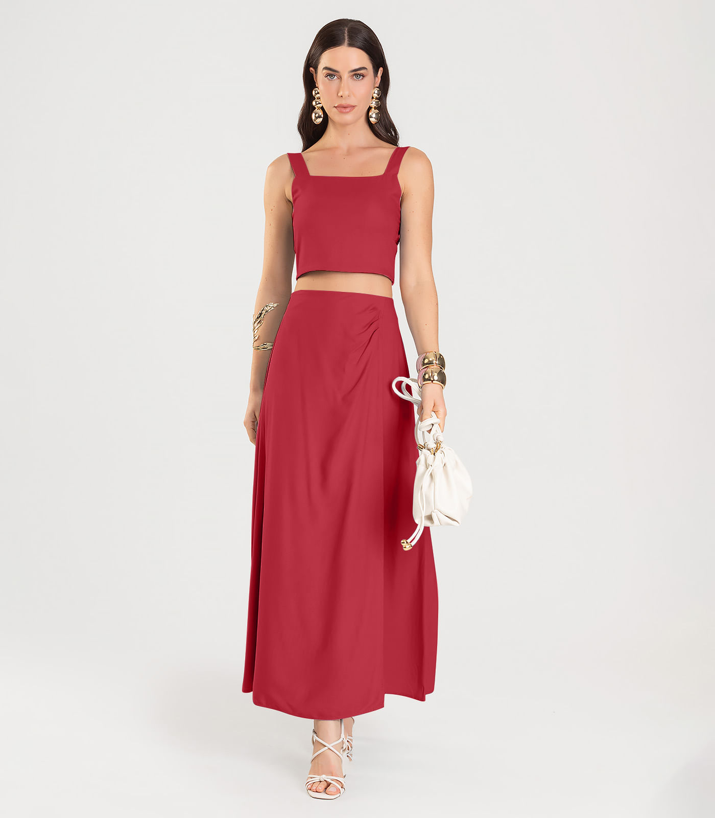 Saia Longa Lisa Feminina Dianna Vermelho