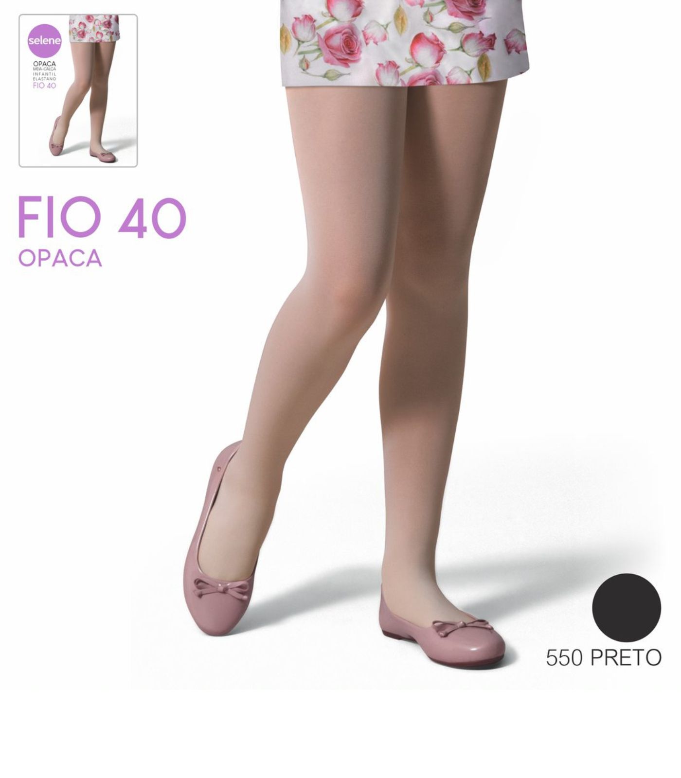 Meia Calça Infantil Fio 40 Selene Preto