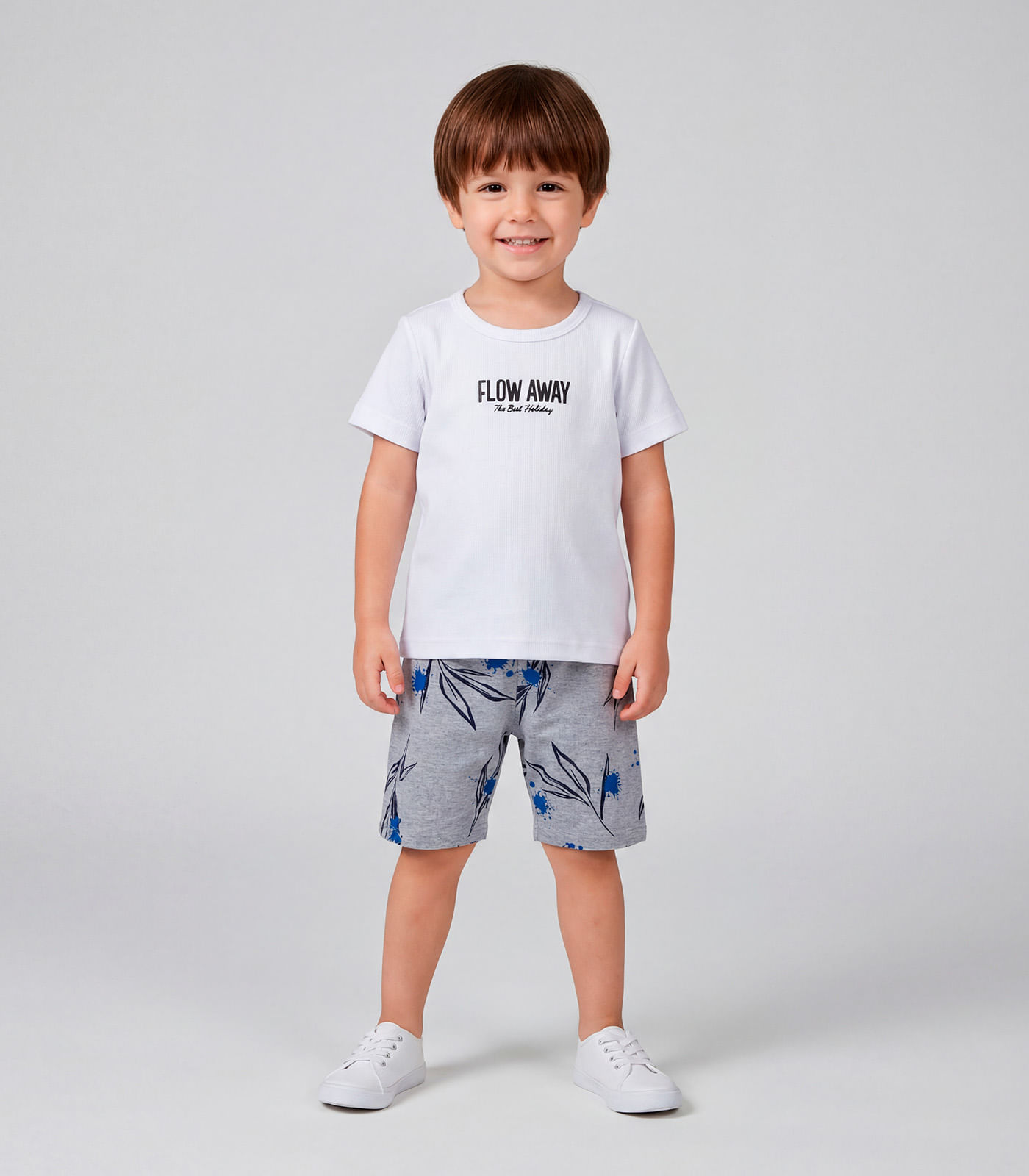 Conjunto Infantil Menino Com Estampa Localizada Cinza