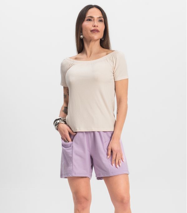 Shorts Feminino Moletinho Infinita Cor Roxo GG