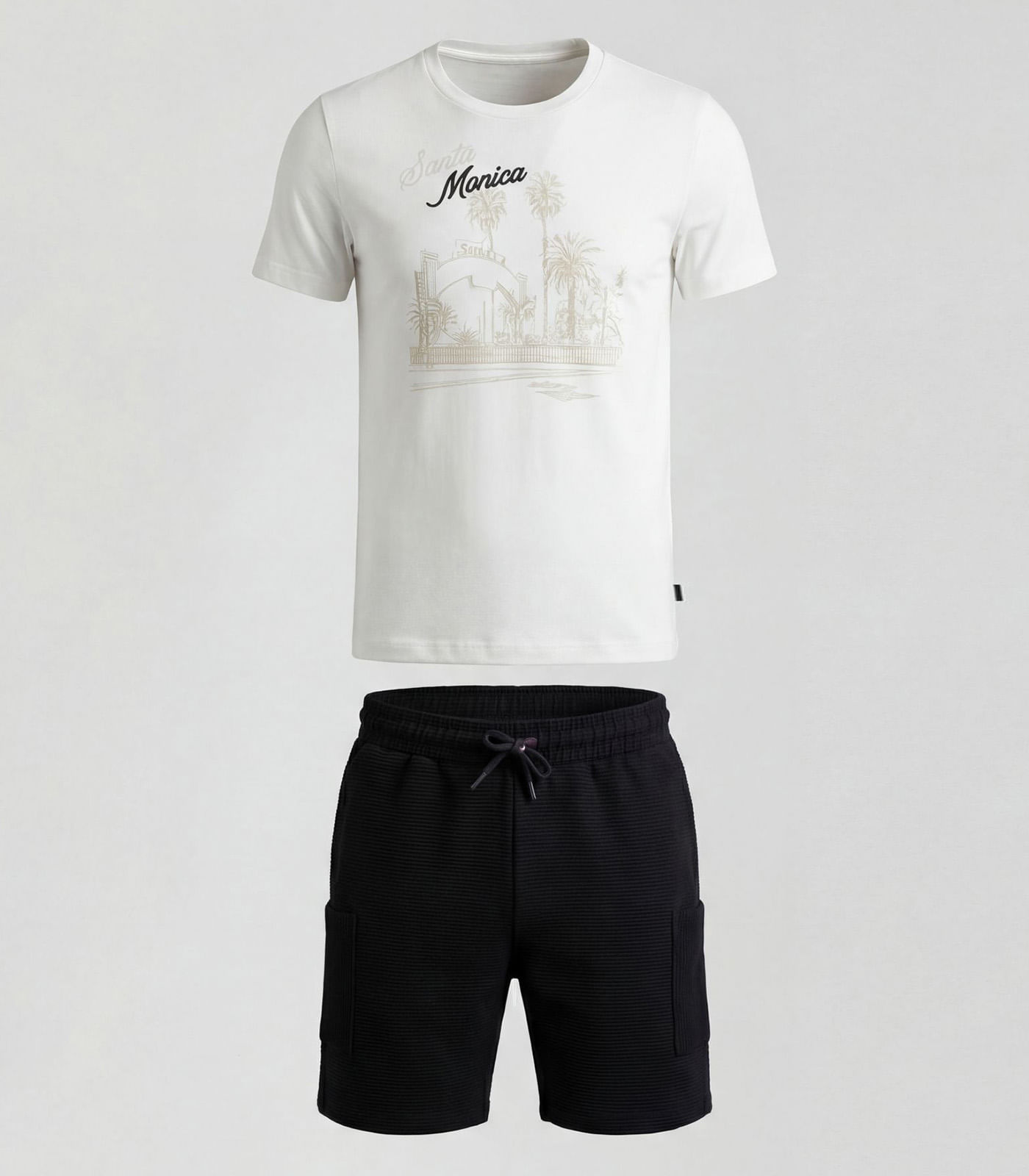Conjunto Camiseta com Bermuda Menino Trick Nick Bege