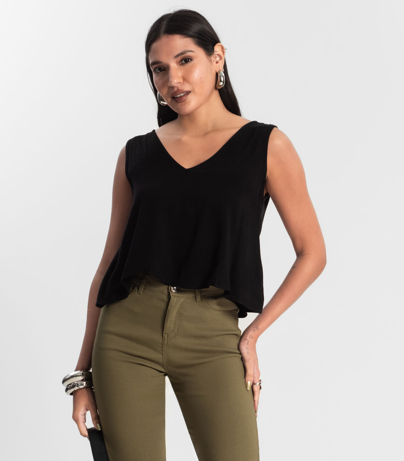 Regata Feminina de Viscose Rovitex Preto