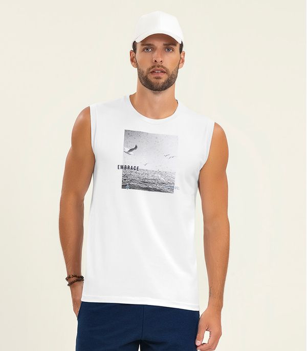 Regata Masculina Meia Malha Diametro Branco G