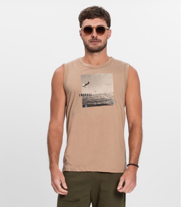 Regata Masculina Meia Malha Diametro Marrom G
