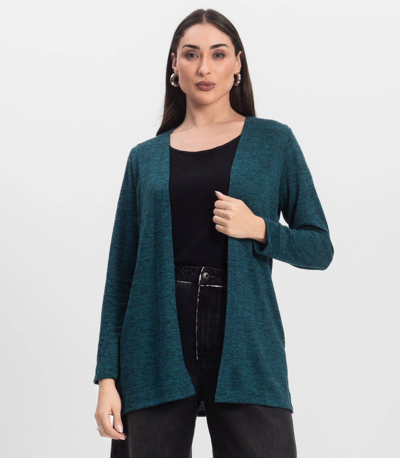 Cardigan Feminino Alongado Infinita Cor Verde