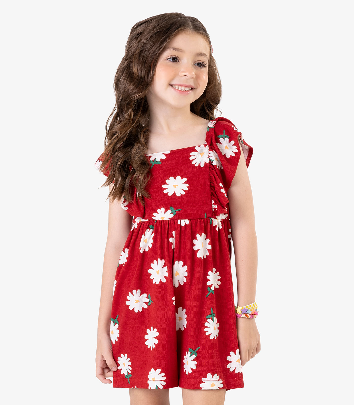 Macaquinho Visco Maquinetada Feminino Rovi Kids Vermelho - 1