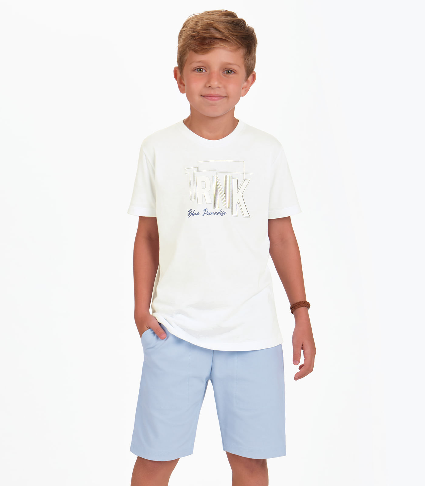 Conjunto Camiseta com Bermuda Menino Trick Nick Branco