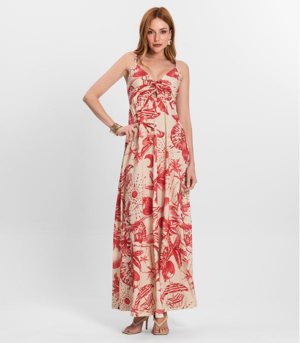 Vestido Longo Feminino em Meia Malha Endless Laranja G