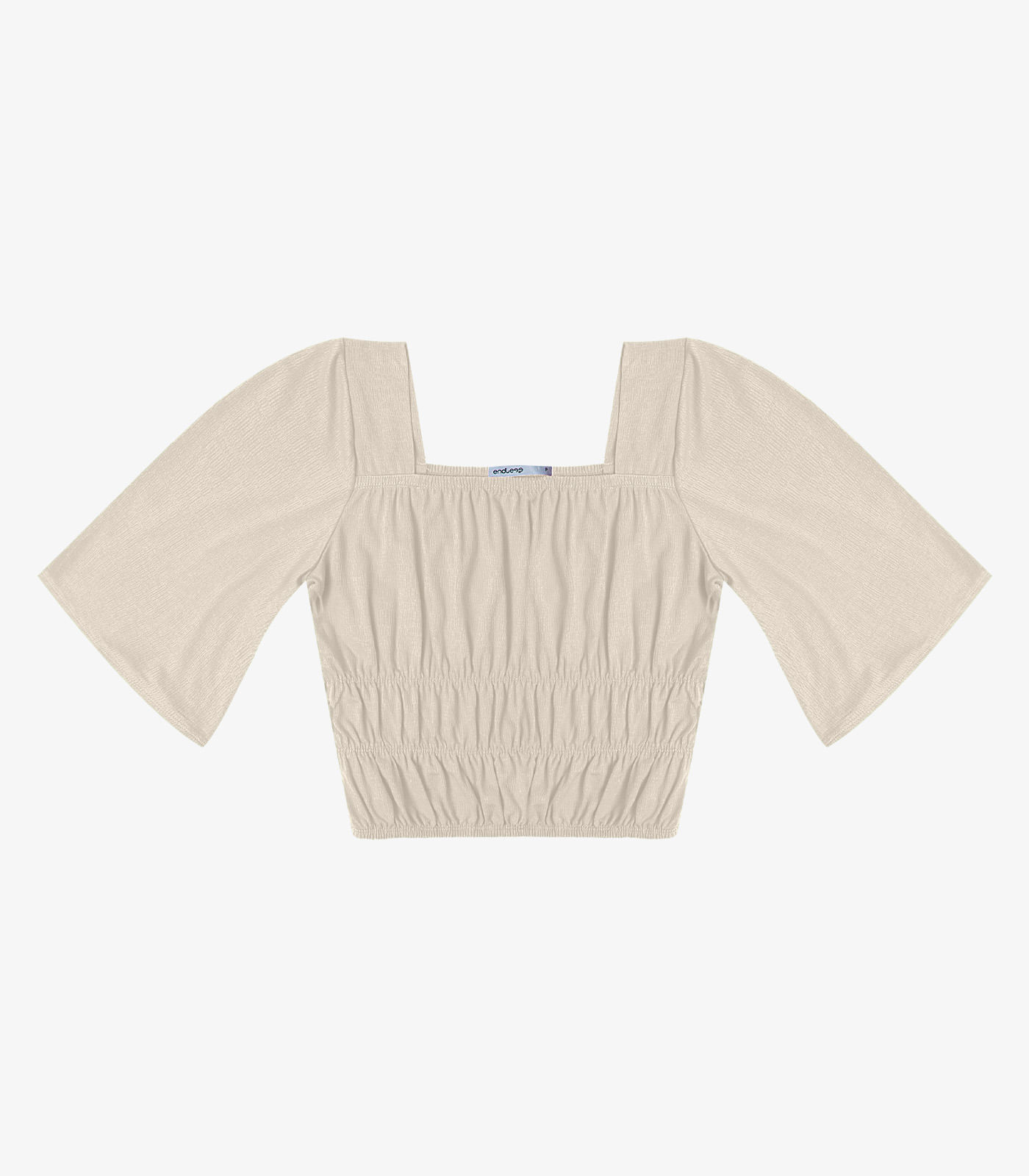 Blusa Cropped Feminina com Manga Ampla Endless Bege