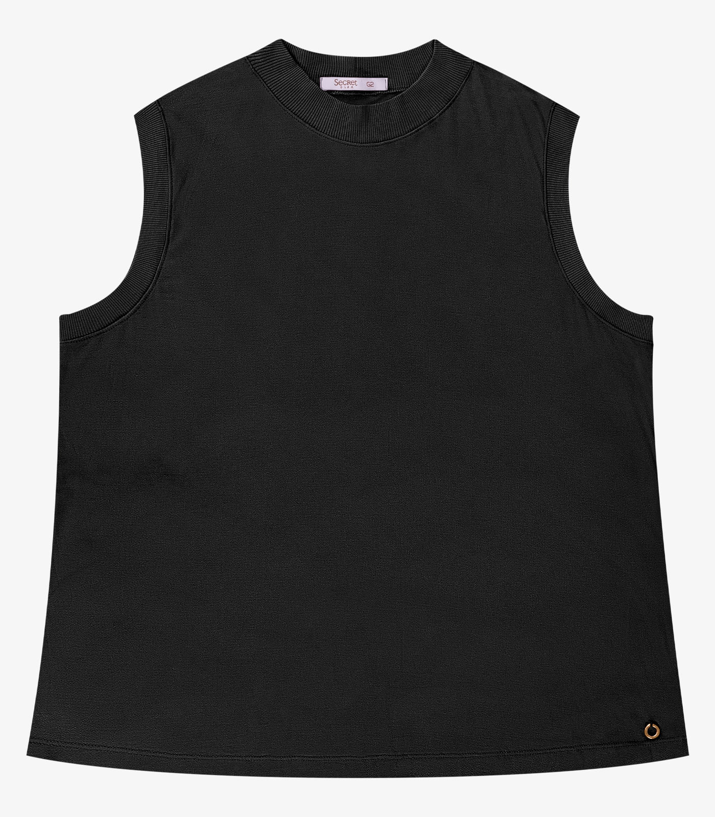 Regata em Ribana Feminina Plus Size Secret Glam Preto