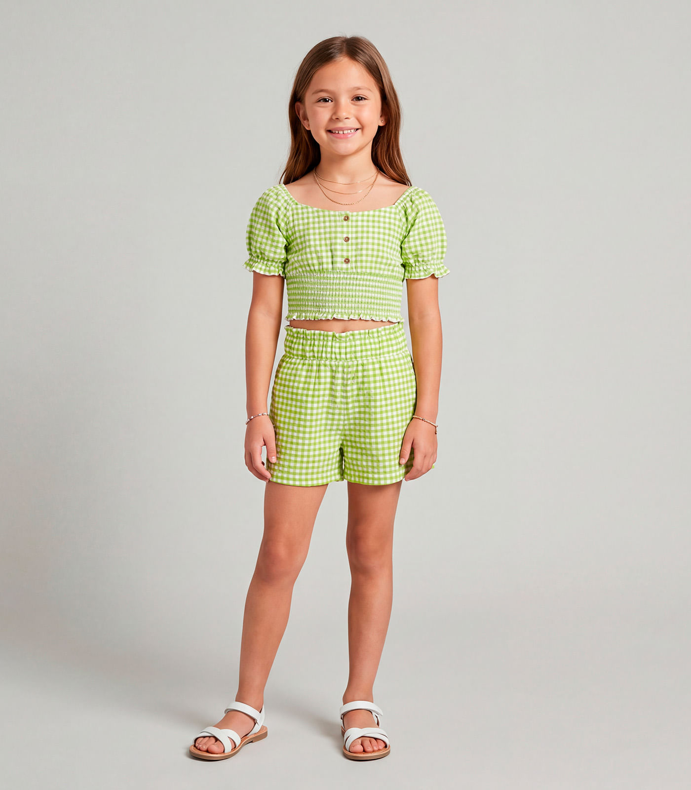 Conjunto Menina Blusa com Shorts Trick Nick Verde - 4