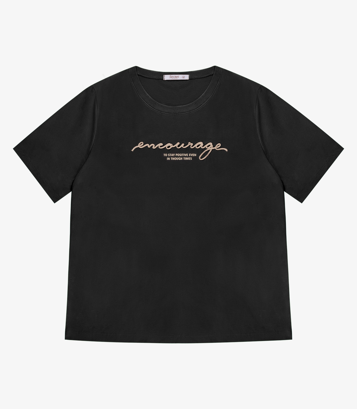 Blusa Manga Curta Feminina Plus Size Secret Glam Preto