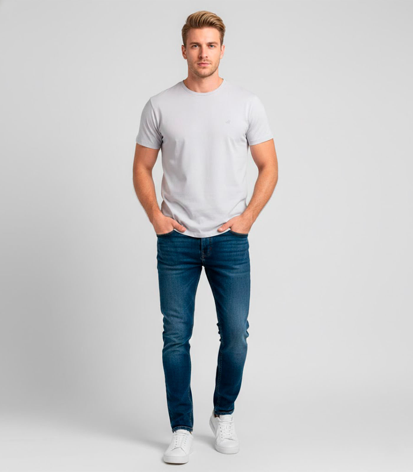Camiseta Masculina Básica Select Cinza