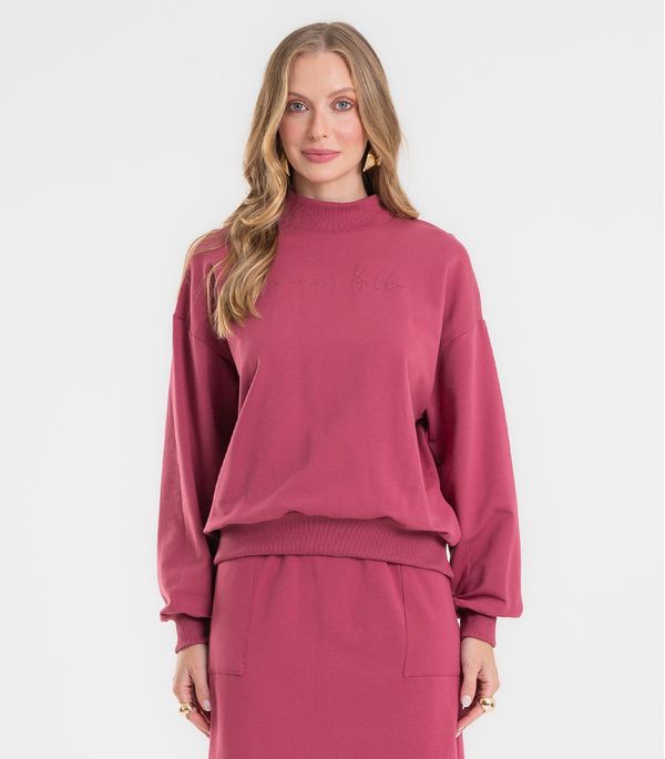 Blusão Feminino Estampado Com Gola Alta Rovitex Vermelho M