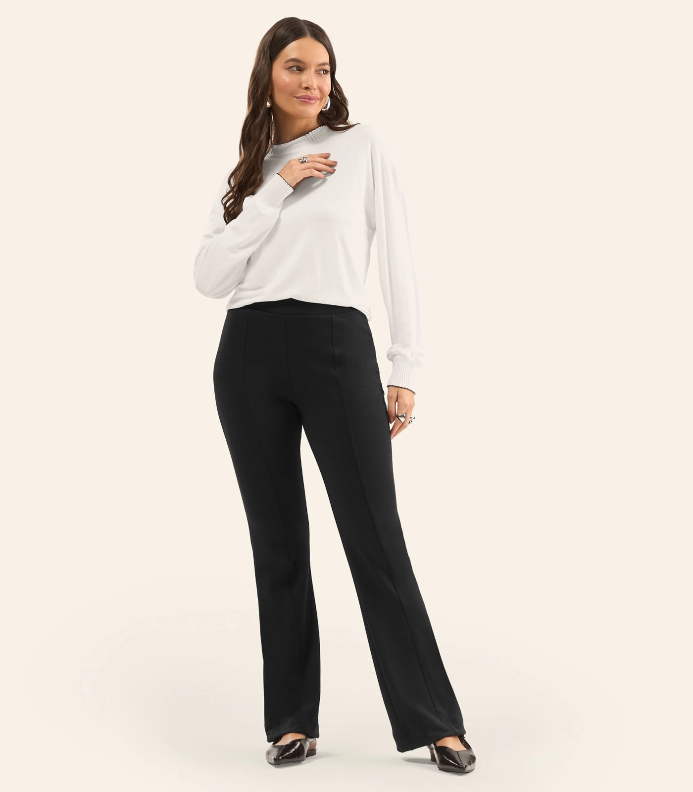 Blusa Feminina Manga Longa Com Retilínea Rovitex Bege