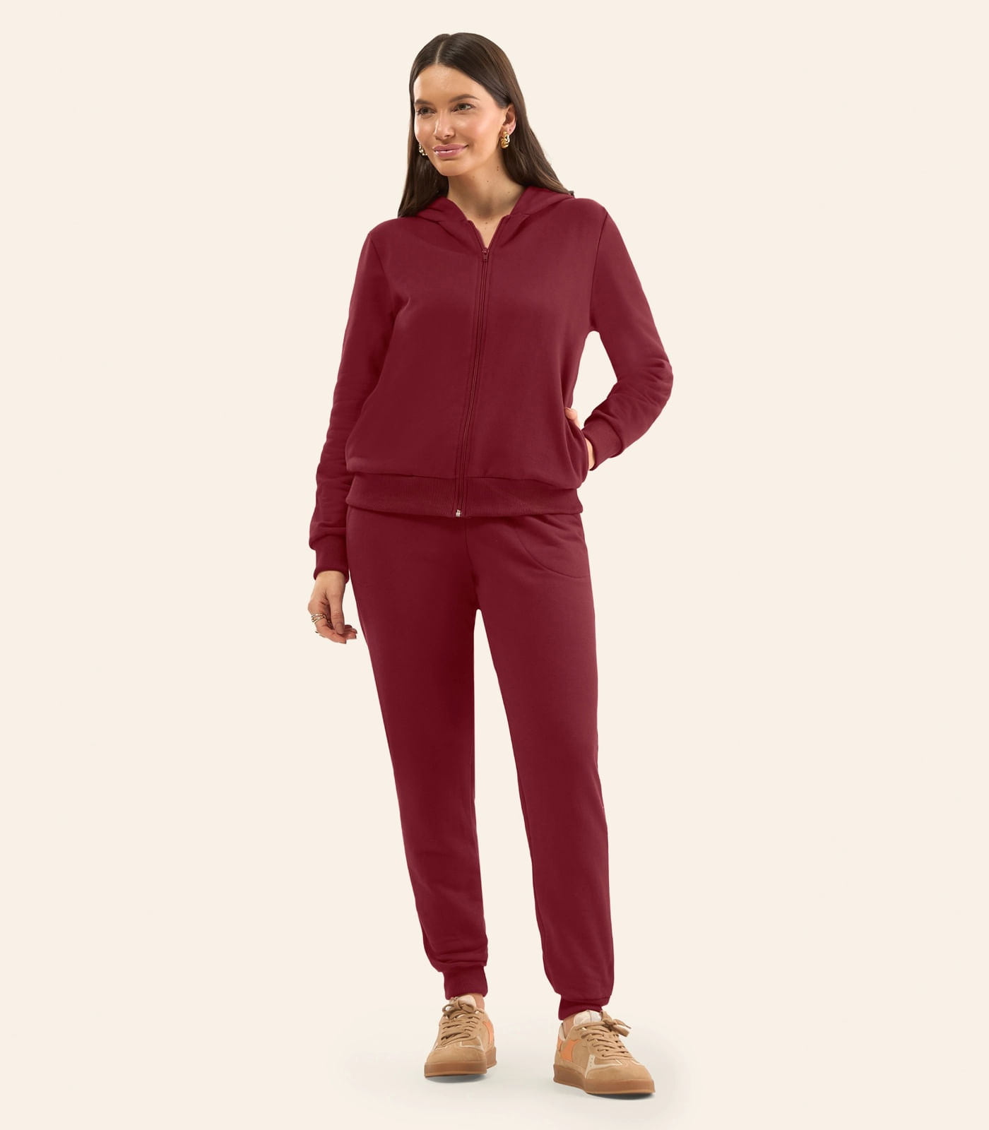 Jaqueta Feminina Básica Moletom Peluciado Rovitex Vermelho
