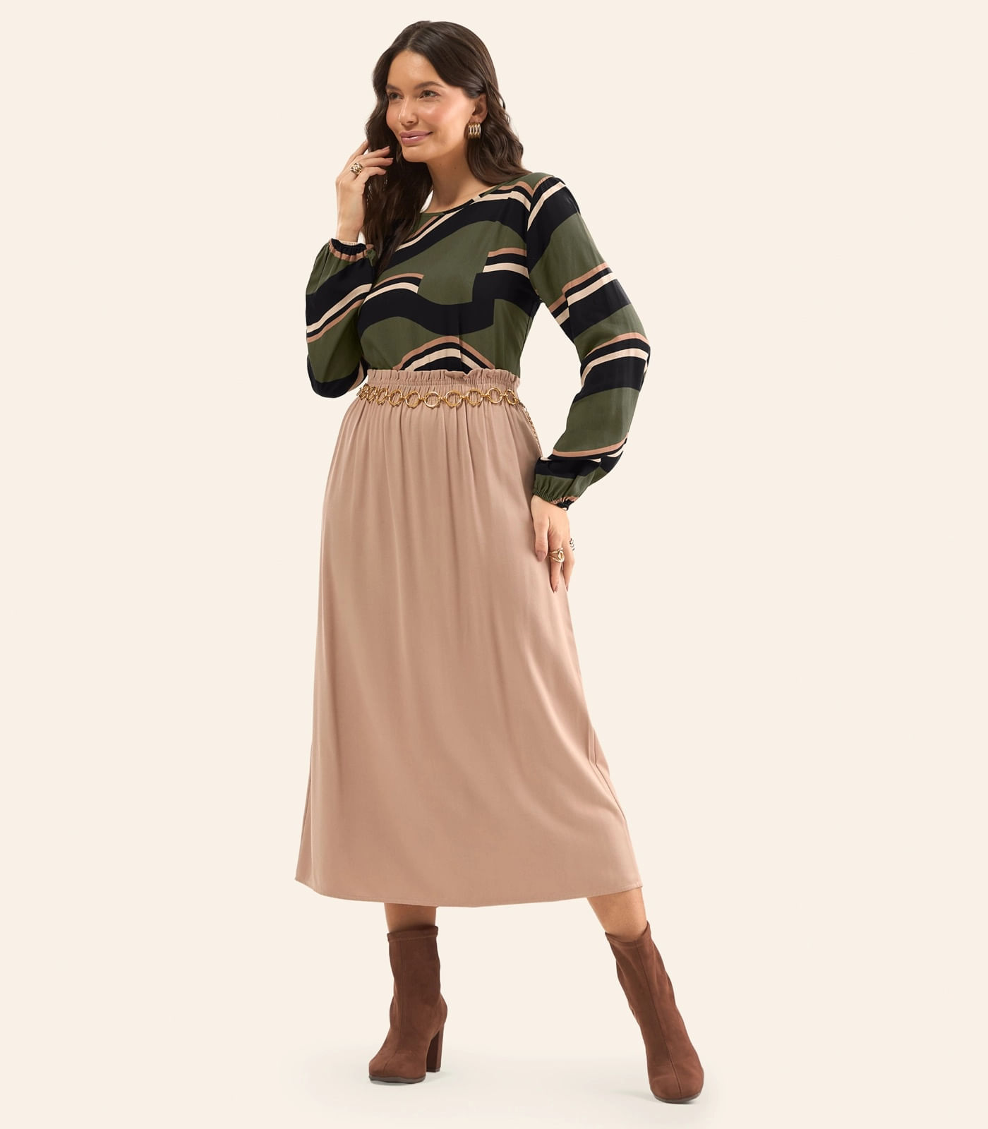Blusa Manga Longa Feminina Estampada Rovitex Verde