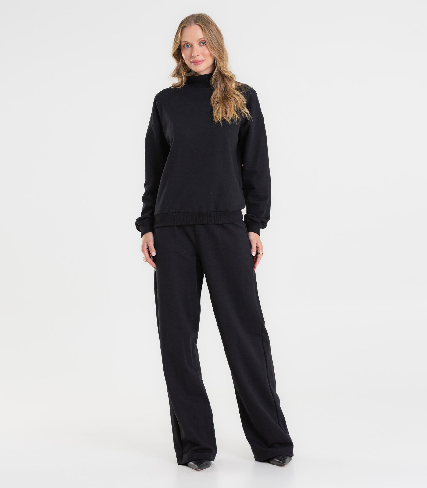 Conjunto Blusão com Calça Moletom Felpado Rovitex Preto