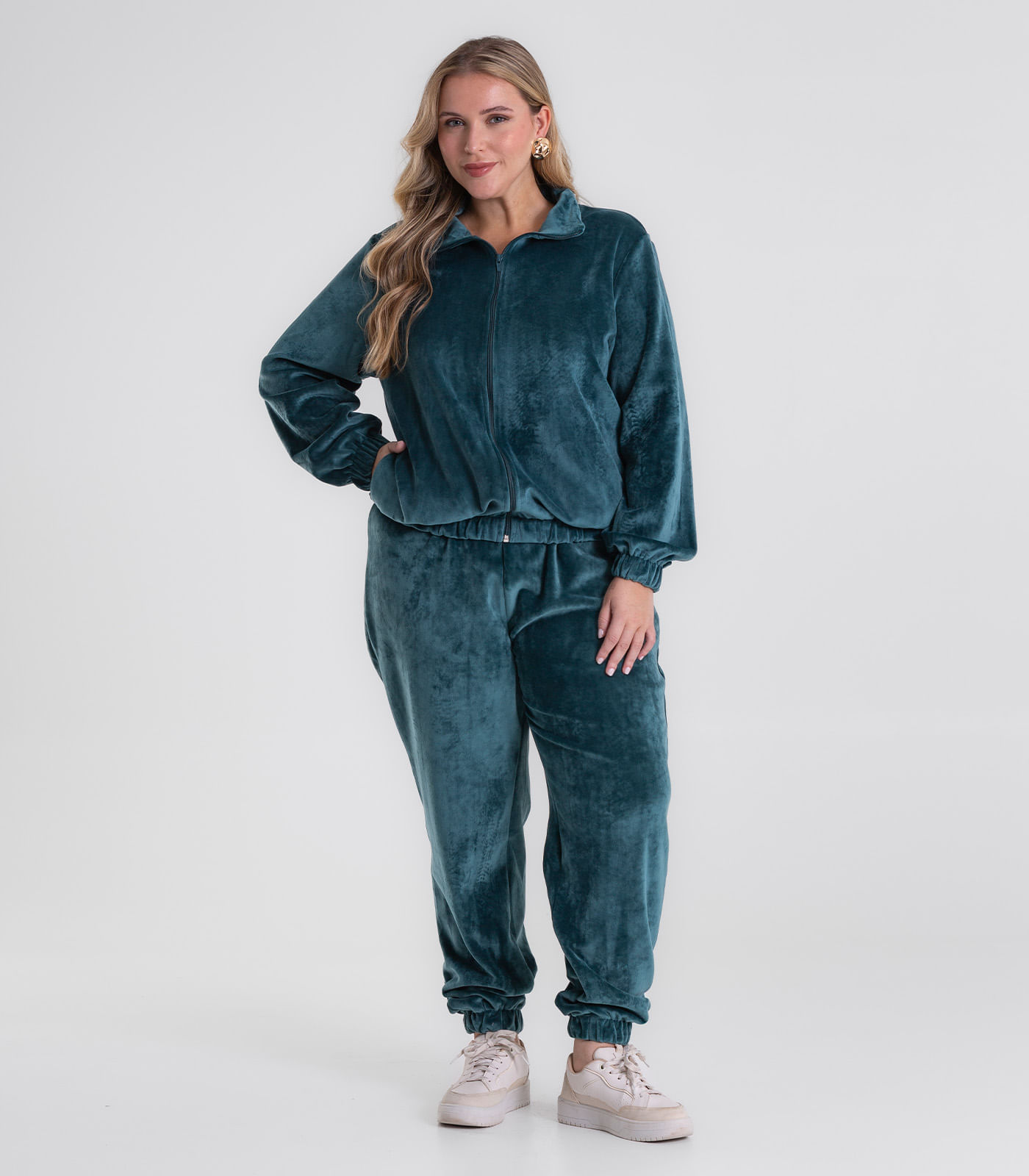 Conjunto Jaqueta Com Calça Em Plush Secret Glam Verde