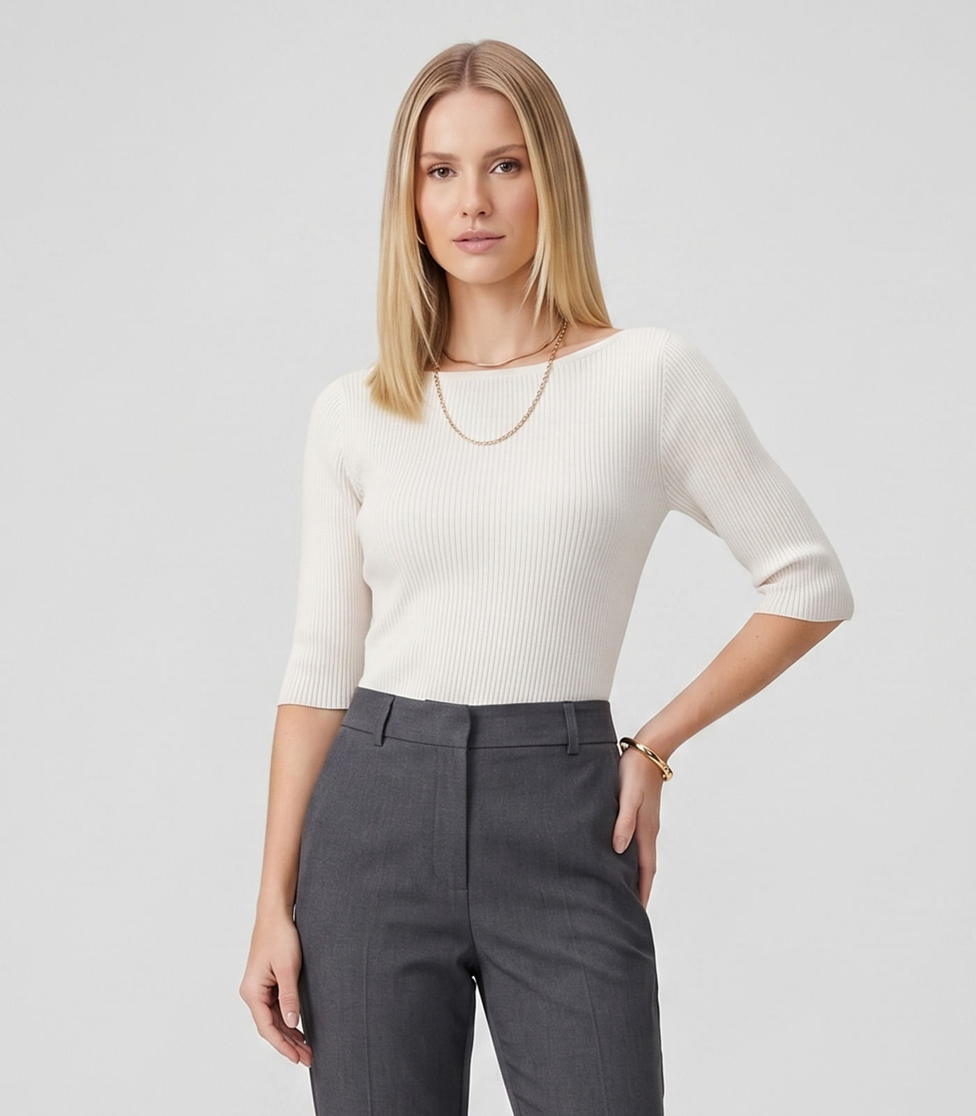 Blusa Feminina Tricot Decote Canoa Endless Bege