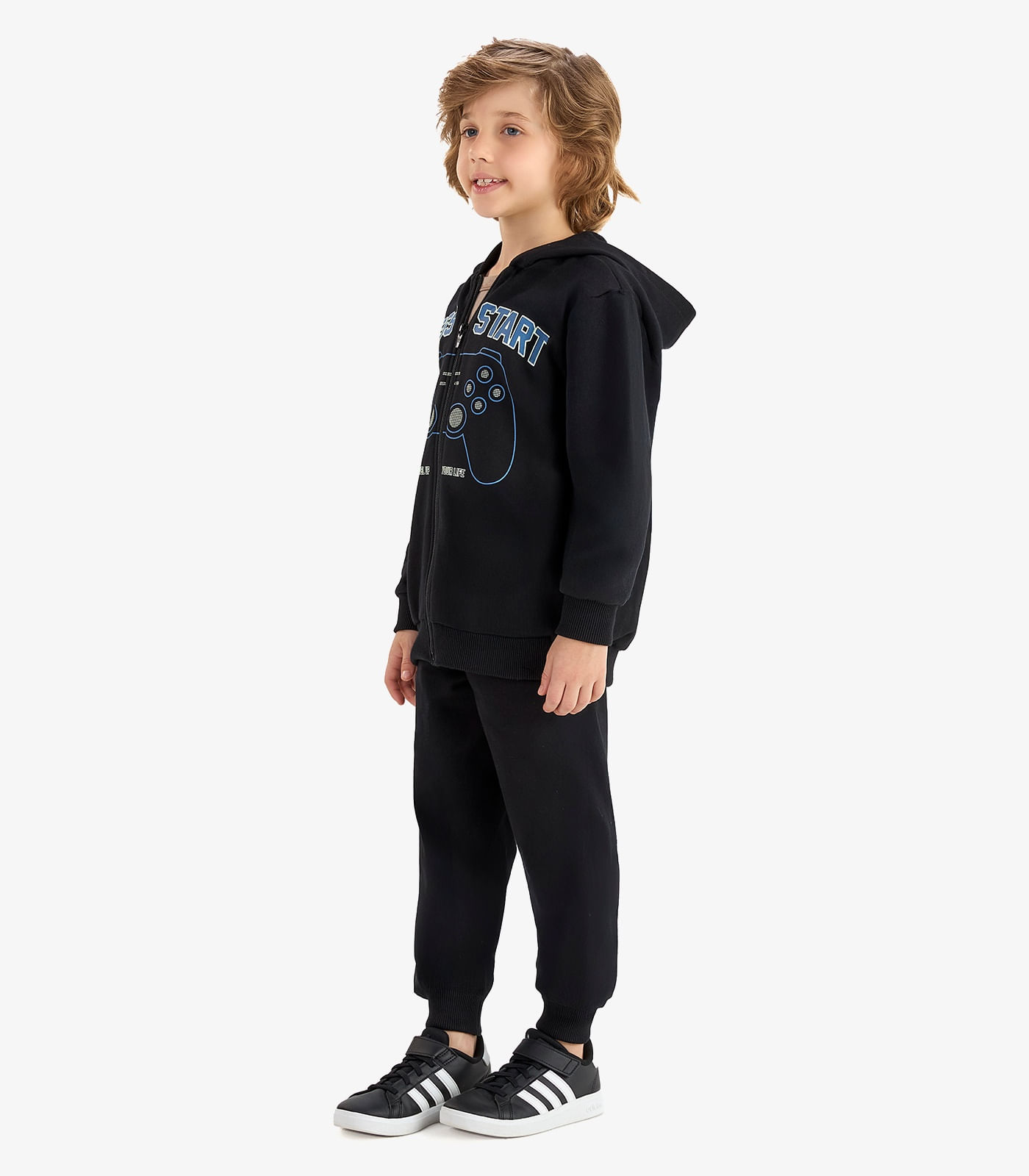 Conjunto Jaqueta Capuz e Calça Moletom Rovi Kids Preto