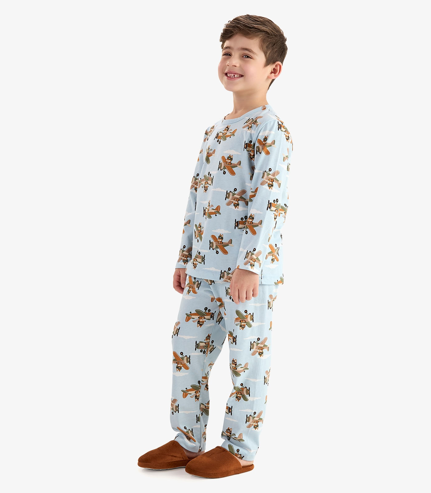 Pijama em Meia Malha Rovi Kids Azul