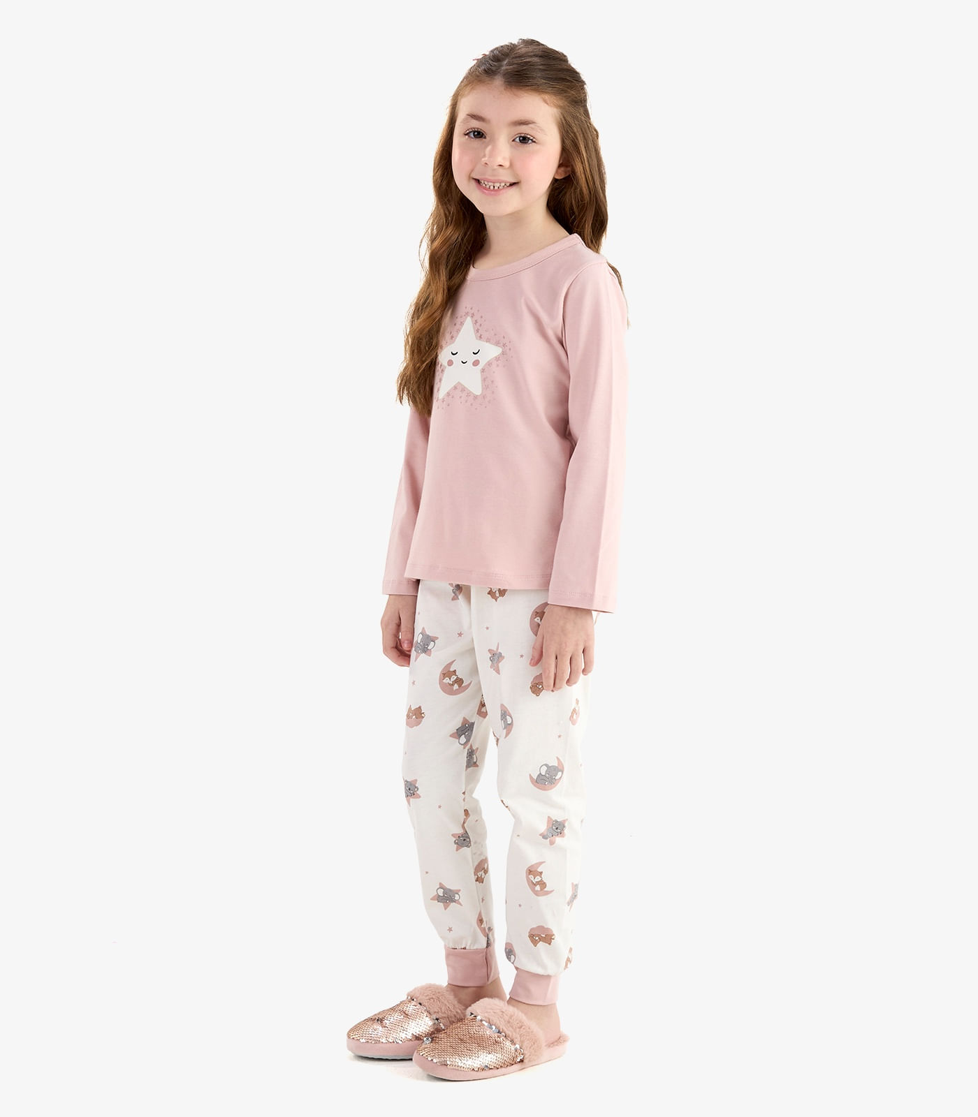 Pijama Cotton em Meia Malha Rovi Kids Rosa