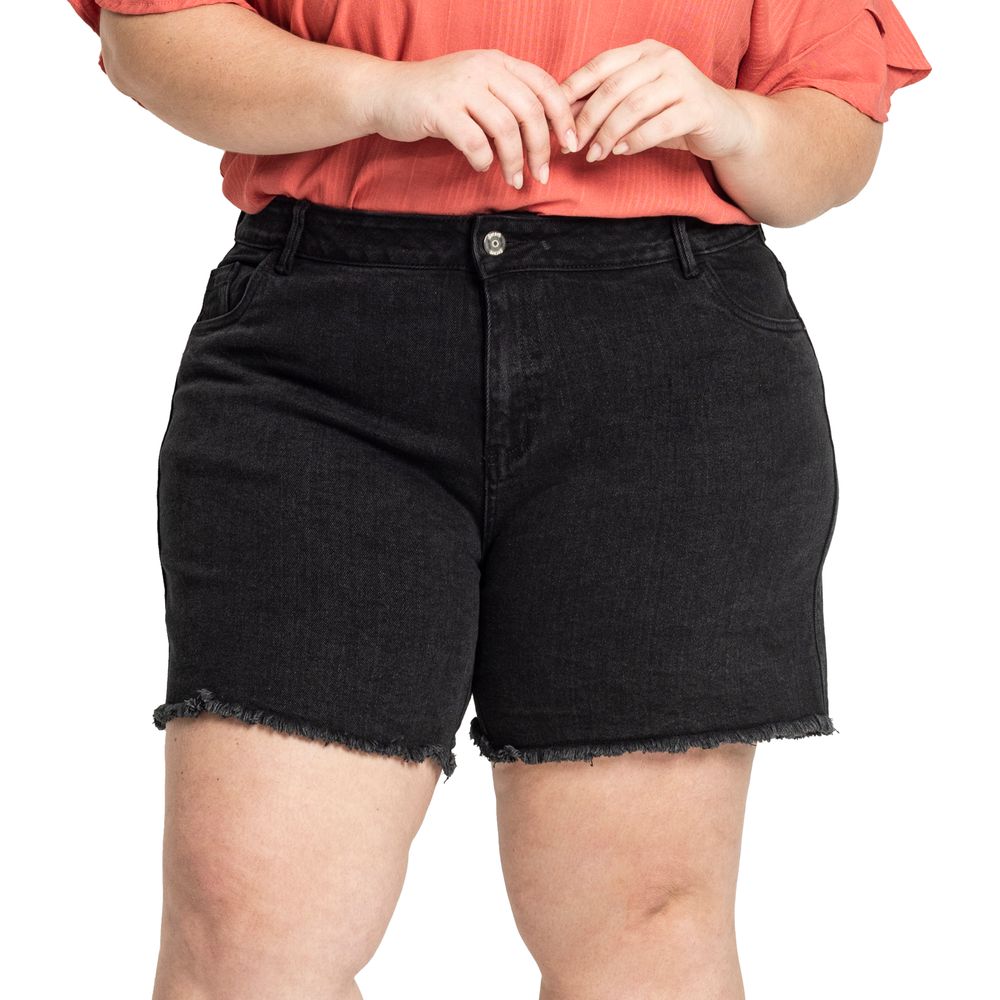 short jeans preto plus size