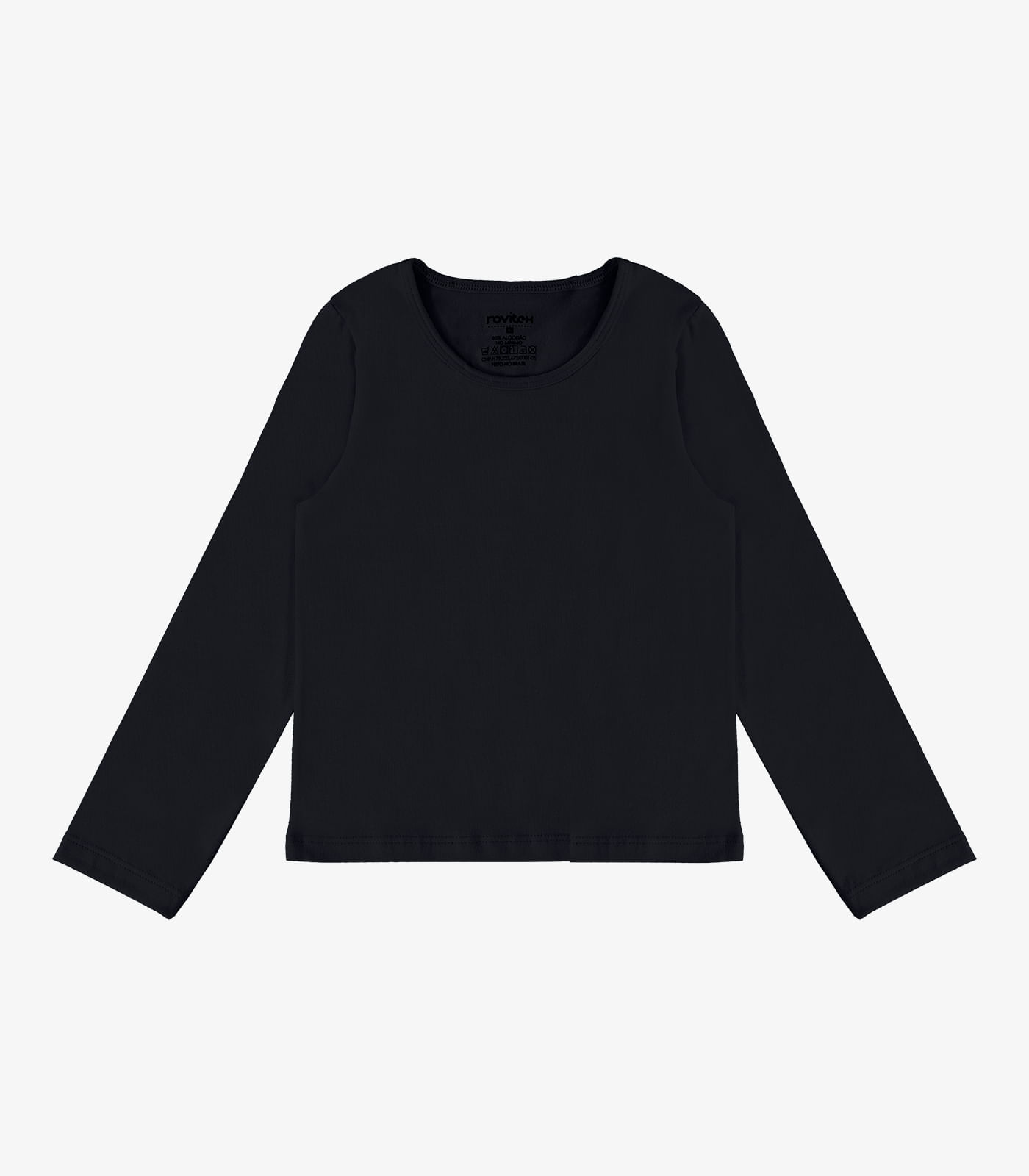 Blusa Manga Longa Infantil Feminina Rovitex Kids Preto