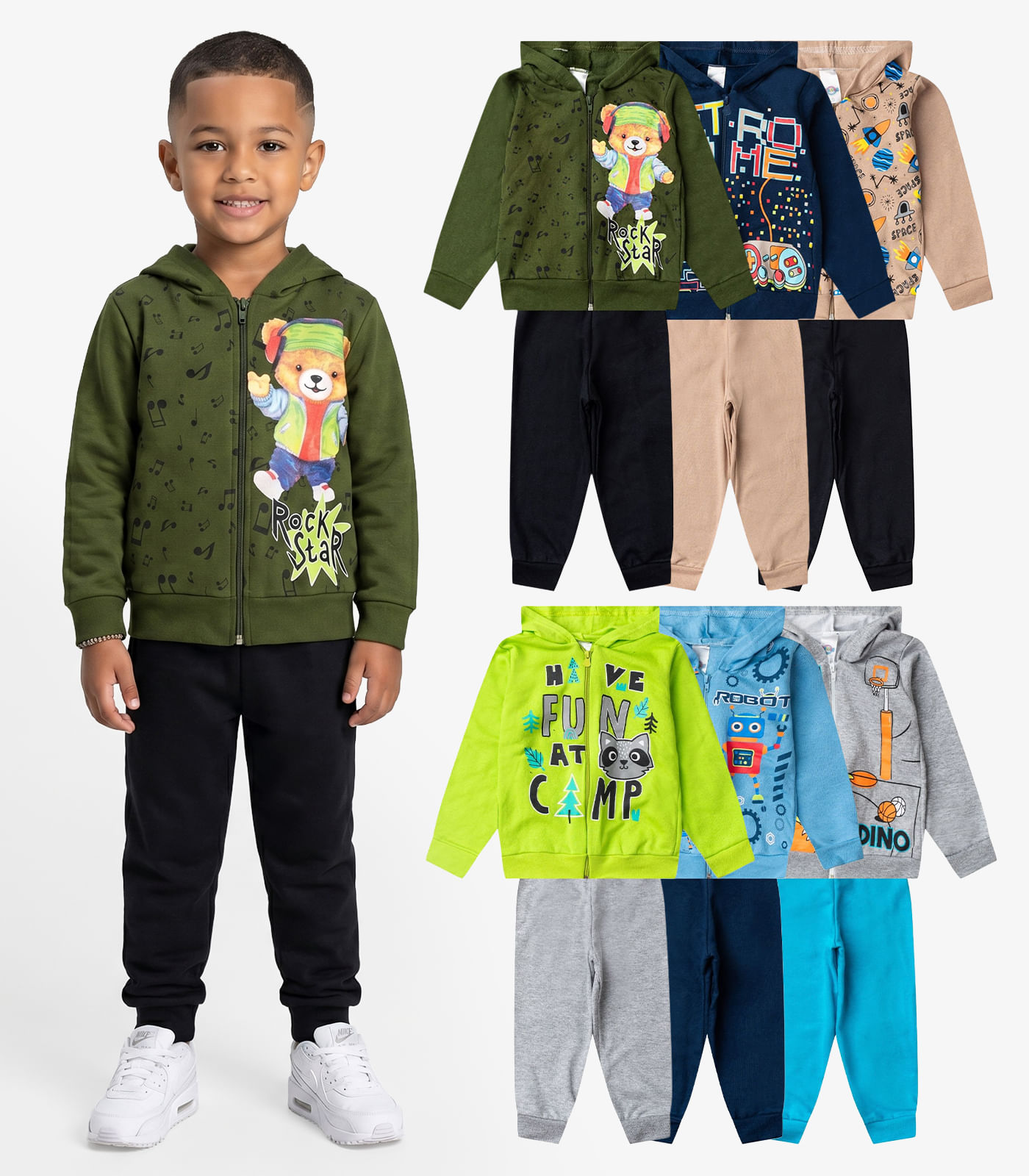 Kit 3 Conjuntos Menino Moletom E Calça Sortidos Select