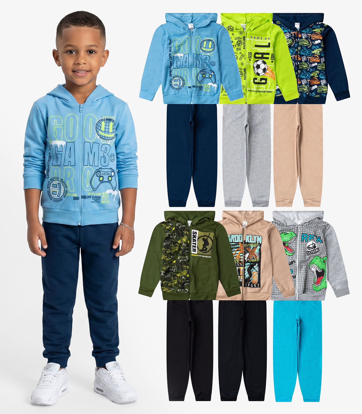 Kit 3 Conjuntos Menino Moletom E Calça Sortidos Select