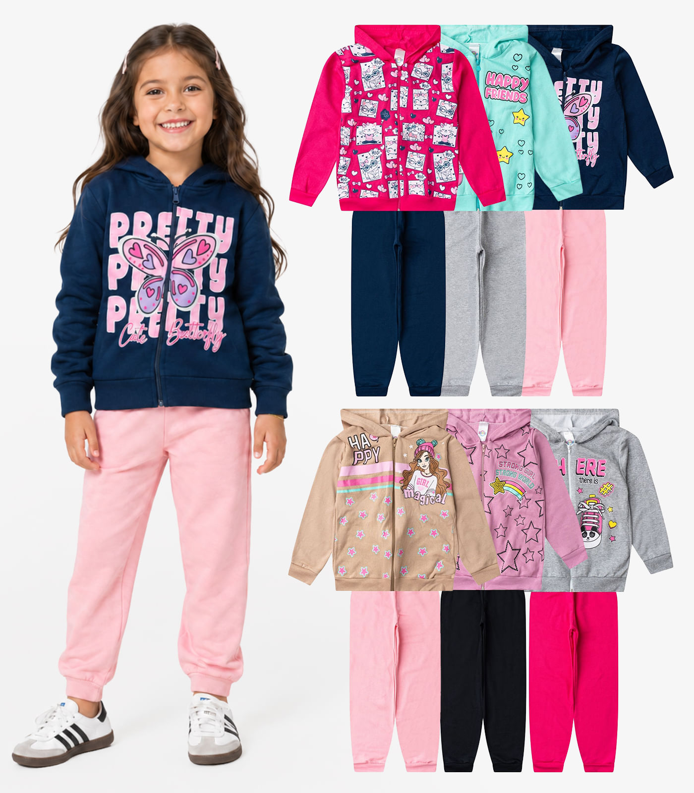 Kit 3 Conjuntos Menina Moletom E Calça Sortidos Select