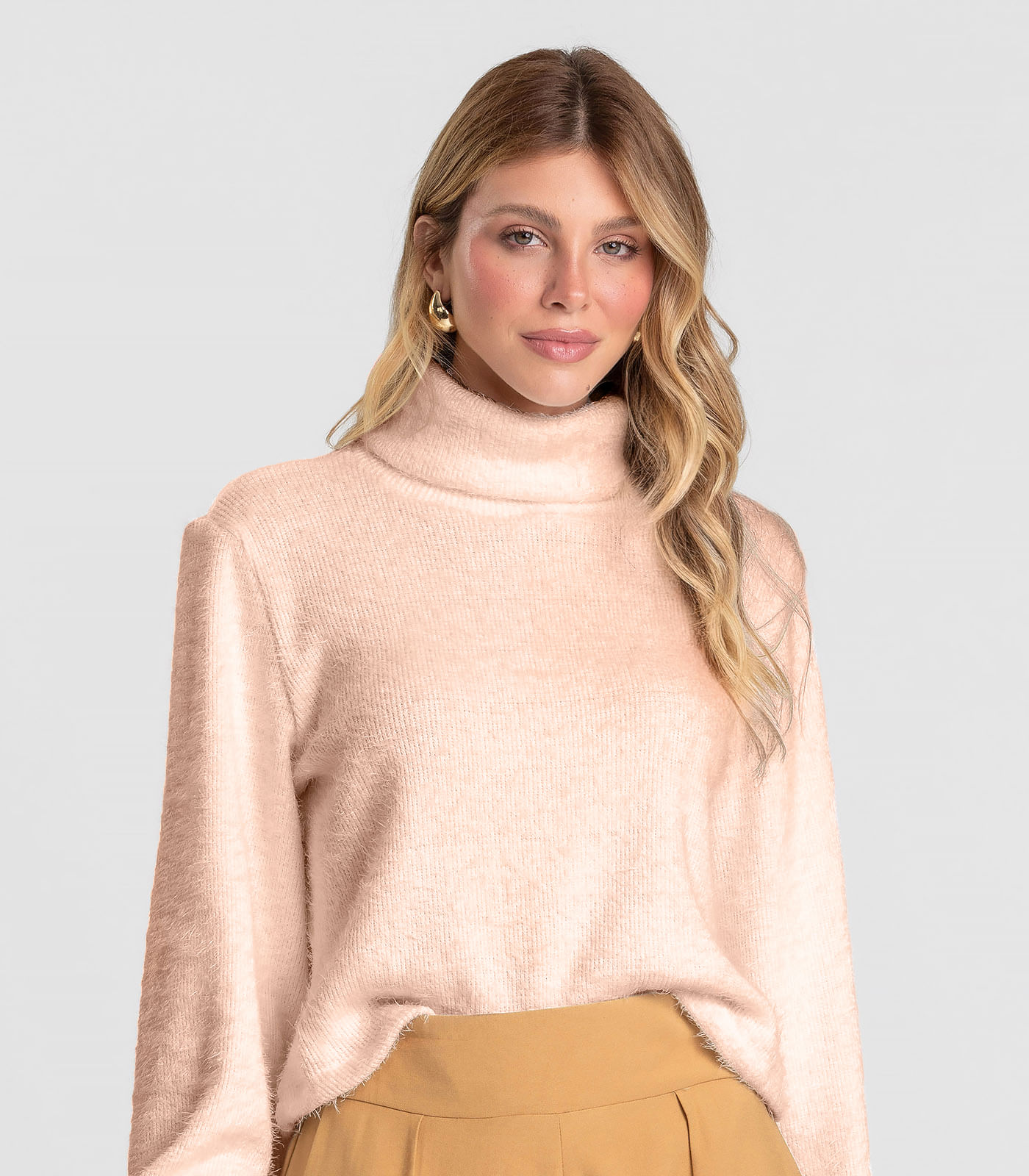 Blusão Feminino em Tricot Felpudo Dianna Rosa