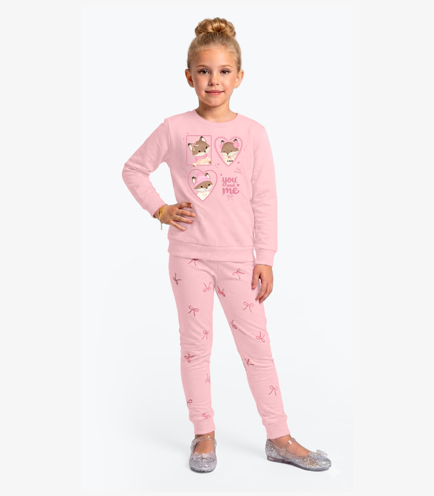 Conjunto Blusão Com Legging Menina Rovi Kids Rosa