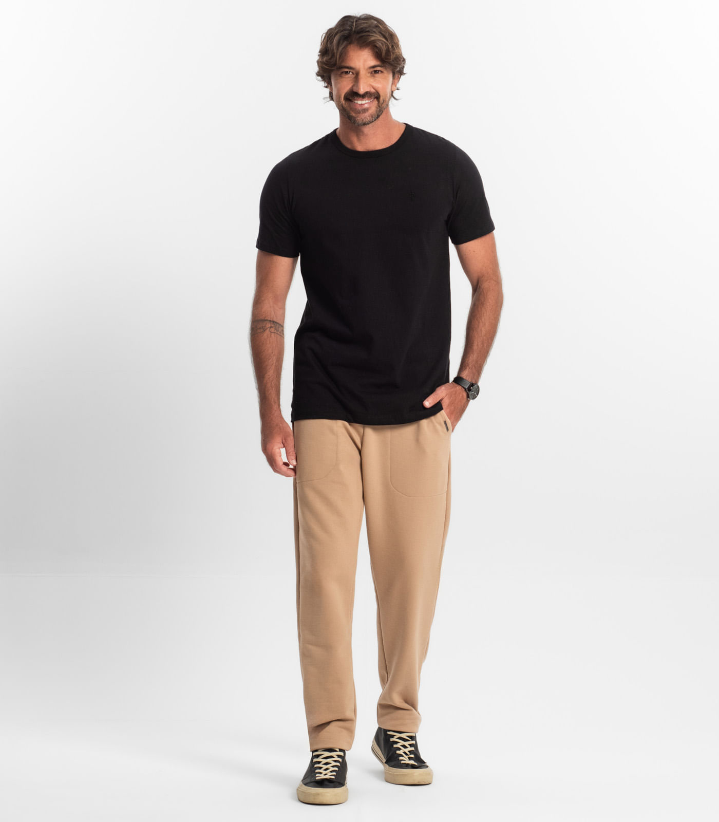 Calça Masculina Moletom Peluciado Diametro Marrom