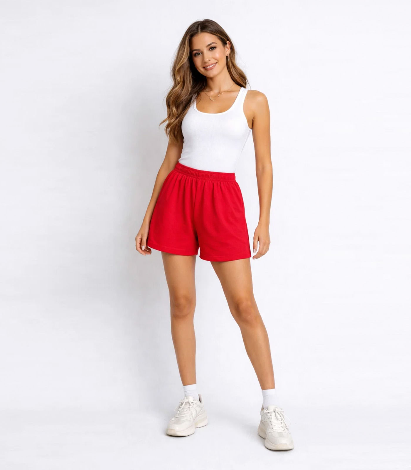 Shorts Feminino Cós Com Elástico Infinita Cor Vermelho