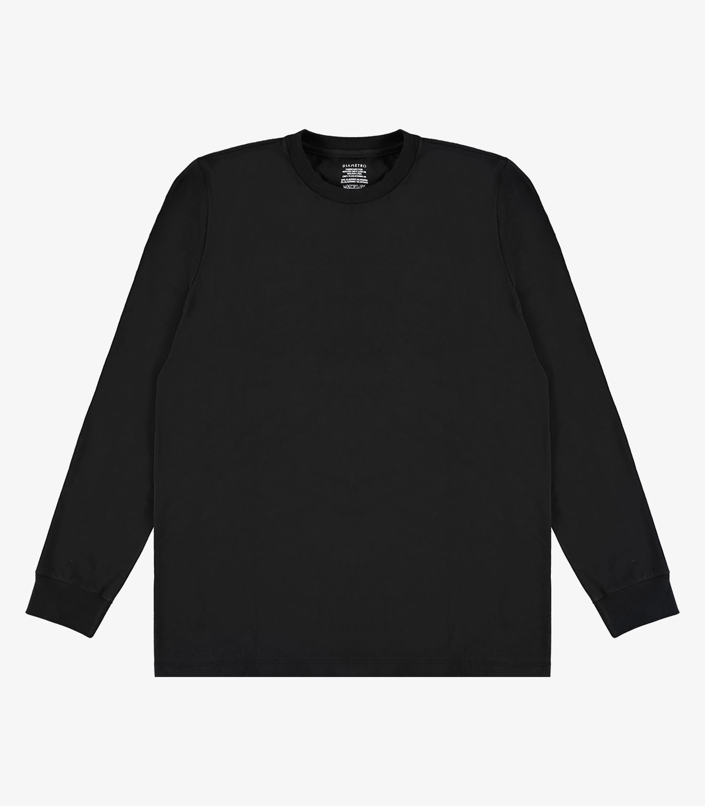 Camiseta Manga Longa Meia Malha Básico Diametro Preto
