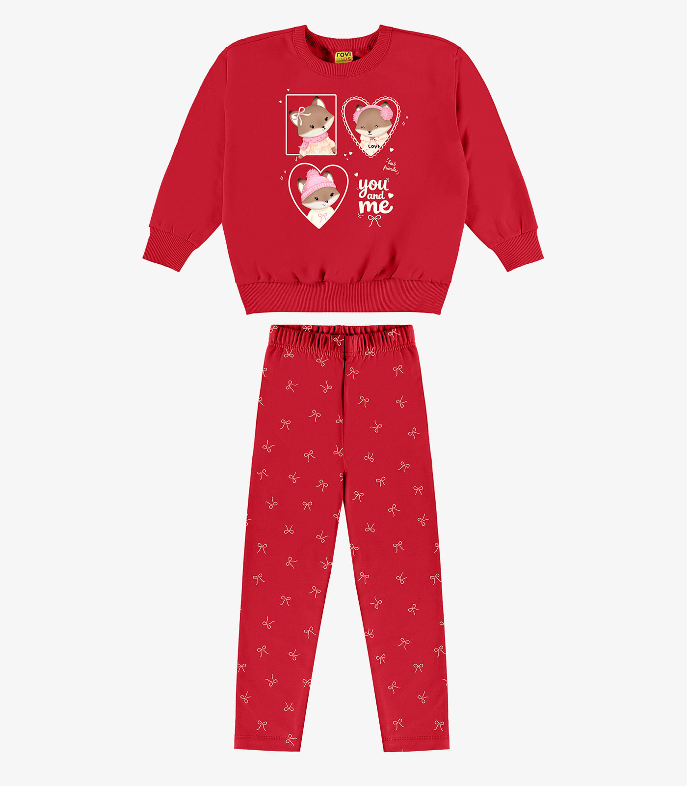 Conjunto Blusão Com Legging Menina Rovi Kids Vermelho