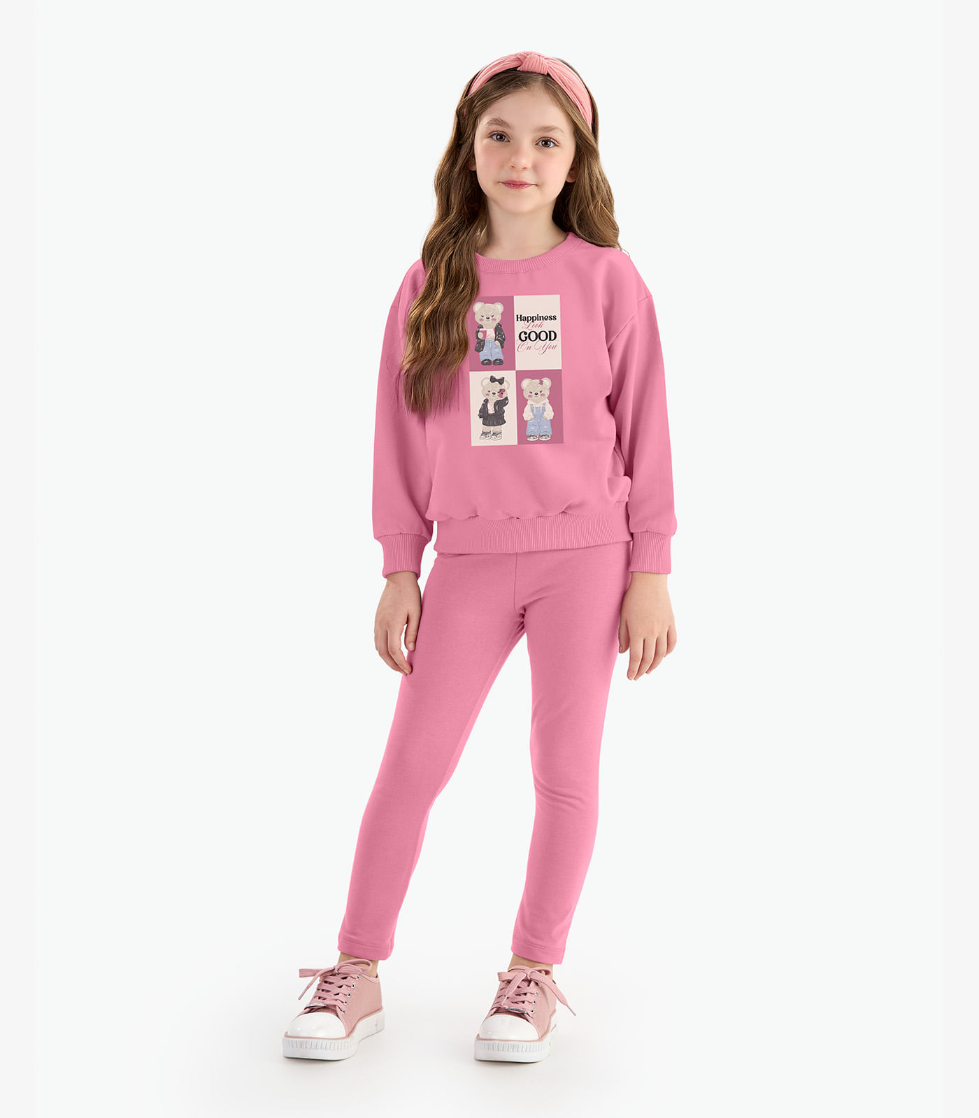 Conjunto Blusão Com Legging Menina Rovi Kids Rosa